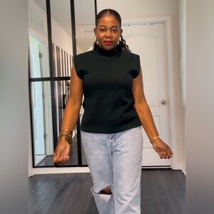 Zara M high/turtle neck top. Very thick with alot of stretch & stylish shoulders